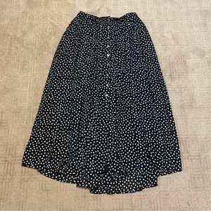 {Zara} Black & White Polka Dot Buttoned Midi Skirt ~ Size XS